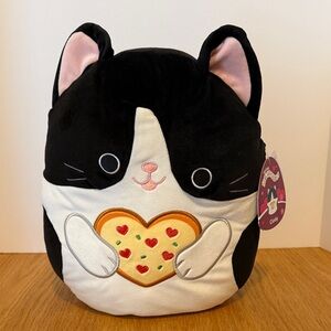 Squishmallows Cicely Black and White Cat with Heart Plush